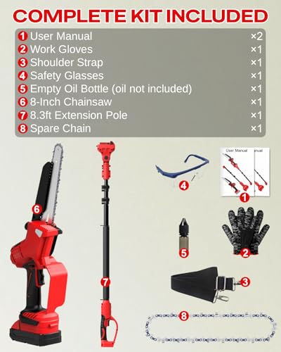 2-IN-1 Cordless Pole Saw and Chainsaw Compatible with Milwaukee Battery