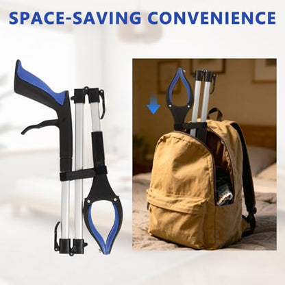 2-Pack Grabber Reacher Tool, 36" Foldable Trash Picker Upper - color: Blue, size: 36"