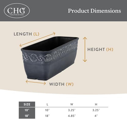 Classic Home and Garden Corinthian Trough Planter, 10", Slate Blue (3 Pack) - color: Slate Blue