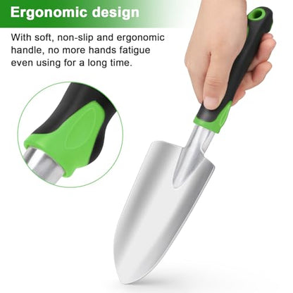 Garden Shovel Hand Trowel, Heavy Duty Hand Shovel with Ergonomic Handle,Garden Shovels for Digging, Rust Resistant Garden Spade Garden Tools for Garden Work, Green - style: Trowel-Green