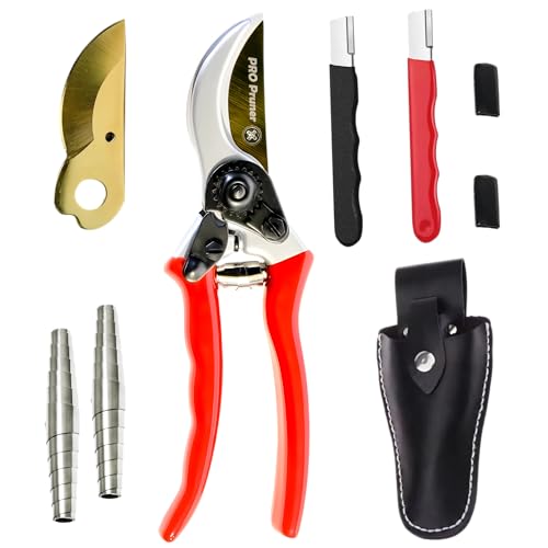 Premium Garden Shears - Heavy Duty Bypass Pruners for Trees Up to 1"Cut Capacity Garden Clippers, Gardening Scissors with Sharp (Shears VIP Package) - style: Shears VIP Package