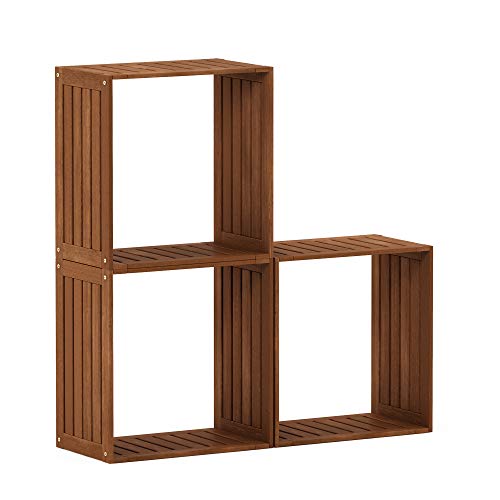 Furinno TIOMAN Set of 3 Outdoor Storage, 19.4W x 19.5H, Natural - size: 19.4 x 11.6 x 19.5