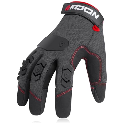 NoCry Heavy Duty Work Gloves for Men with Reinforced Palm and Non-Slip Grip - size: Large, style: Pro