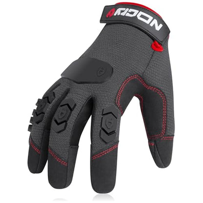 NoCry Heavy Duty Work Gloves for Men with Reinforced Palm and Non-Slip Grip - size: X-Large, style: Pro