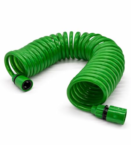 Coil Garden Hose 8 ft, Curly Water Hose with Plastic Connectors, Recoil Garden Water Hose, Retractable, Corrosion Resistant Garden Coil Hose.