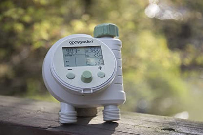 Appy Garden Edge 2 Plus Programmable Automatic Sprinkler Hose Faucet Timer (Double Port)