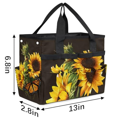 Butterfly Sunflower Funny Garden Tool Bag Waterproof Gardening Tool Storage Bag with Handle & 10 Pockets Gardening Tote Bag for Women Garden Tool Organizer - color: Butterfly Sunflower Funny