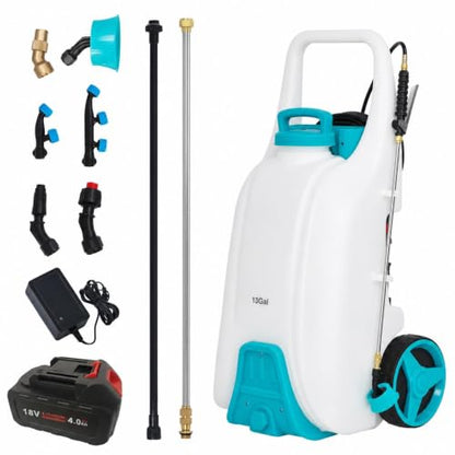13.2 Gallon Wheeled Battery Sprayer, 12V 4Ah for Lawn & Garden - size: 13.2 Gal