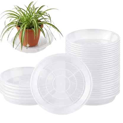 30 Pack Clear Plant Saucer 8 Inches Plastic Drip Trays to Catch Water - size: 8 Inch