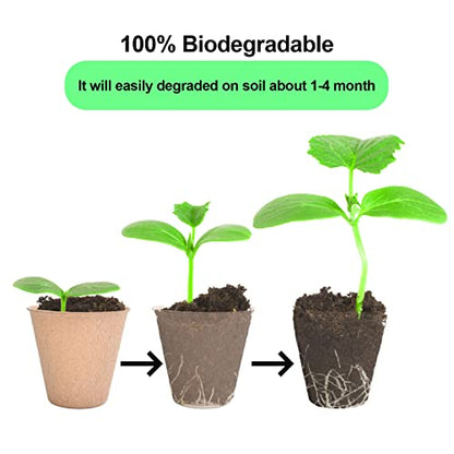 JERIA 100-Pack 3.15 Inch Peat Pots for Seedling with 100 Pcs Plant Labels,Outdoor Garden Germination Nursery Pots,Biodegradable Seed Starter Pots Kits - style: 100P
