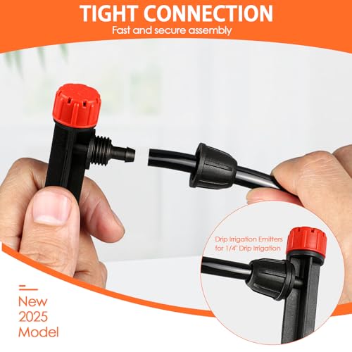 Gardrip 25 Pieces Drip Emitters Stream with Stake for 1/4" Irrigation Tubing: Adjustable 360 Degree Water Flow Irrigation Universal Sprayer Drip Pipe Sprinklers Fittings for Garden Watering System - color: Red 360 Degree Vortex Emitter-25 Pcs
