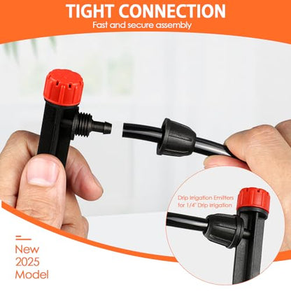 Gardrip 25 Pieces Drip Emitters Stream with Stake for 1/4" Irrigation Tubing: Adjustable 360 Degree Water Flow Irrigation Universal Sprayer Drip Pipe Sprinklers Fittings for Garden Watering System - color: Red 360 Degree Vortex Emitter-25 Pcs