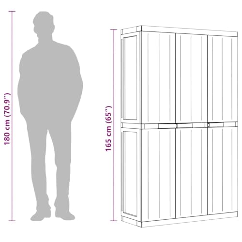 vidaXL Outdoor Storage Cabinet Black 38.2"x14.6"x65" PP - color: Black