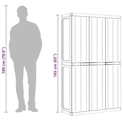 vidaXL Outdoor Storage Cabinet Black 38.2"x14.6"x65" PP - color: Black
