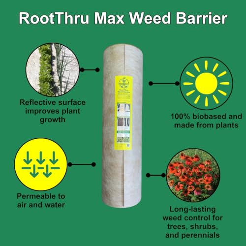 Max Weed Barrier, 3FTx50FT, Natural, Eco-Friendly, Heavy-Duty, Durable, Landscape Fabric, Garden Ground Cover, Paper Mulch, Gardening Weed Mat, Geotextile Fabric, Weed Blocker - size: 3 ft x 50 ft