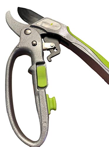 Garden Guru Ratchet Pruning Shears - Professional Garden Clippers with Ergonomic Grip and Brush - Makes Tough Cuts Easy (2 Pack) - size: 2 Pack, style: Ratchet Deluxe