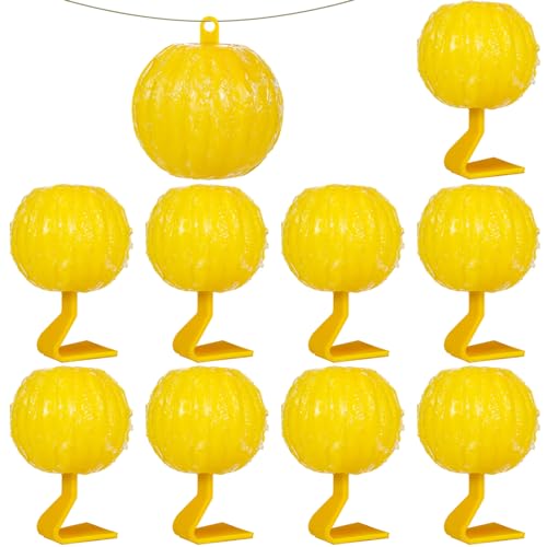 Qualirey 10 Set Sticky Fruit Fly Trap Balls for Insects Traps, Yellow
