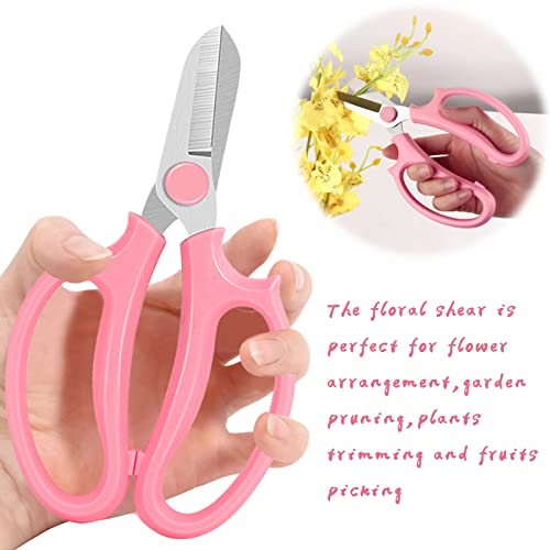 3 Pcs Garden Scissors Floral Shears,Professional Floral Scissors with Comfortable Grip Handle,Premium Garden Pruning Shears for Plants Trimming and Fruit Picking Trimming,Pink - style: Pink