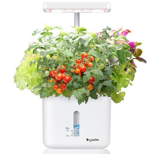 Indoor Garden Planter Growing Systems Soil plant pot indoor Small Smart Soil Gardening System with 17 Watts LED Grow Light Auto Timer Self-Watering Planter Pot Gifts for Mom Women (No Seeds&Soil) - color: White