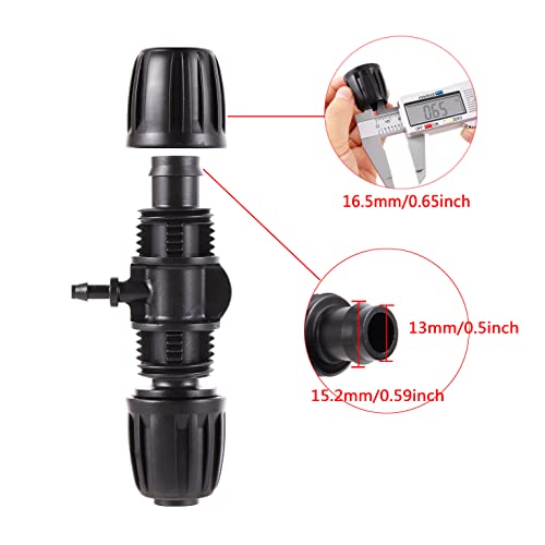 20 Pcs Barbed Tee 1/2 Inch to 1/4 Inch Irrigation Tube Fittings - size: 1/2 inch to 1/4 inch Barbed Tee