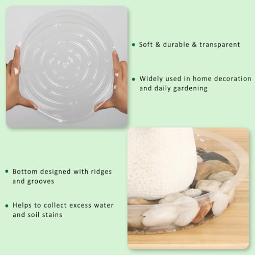 JERIA 10 Inch 20 Pack Clear Plant Saucers,Plastic Flower Pot Trays,Round Durable Plant Drip Trays for Indoor and Outdoor - size: 10 Inch (20 Pack)