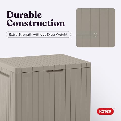 Keter City 30 Gal Outdoor Storage Box and Patio Side Table - color: Beige