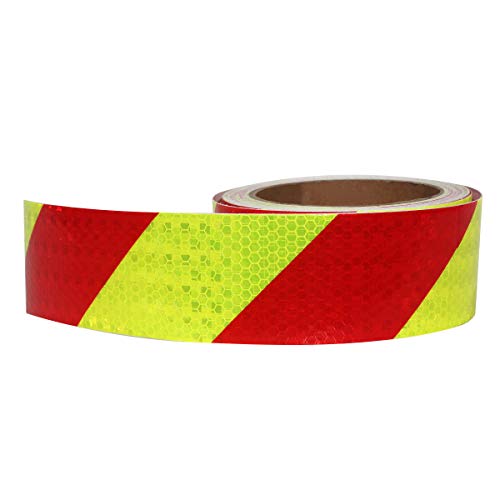 AISEY Reflective Tape Conspicuity Waterproof Yellow/Red Safety Caution Strips Tape Outdoor, Reflector Hazard Tape Stickers, Trailer Reflectors 2” X 30ft - style: reflective tape yellow