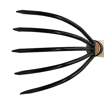 KAKURI Hand Cultivator Garden Tool 10", Handheld Rake for Weeding, Digging, Cultivating, Hand-Forged Japanese Steel, Made in Japan