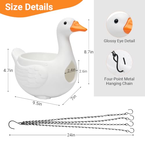 Goose Hanging Planter, Self-Watering Pot for Porch Decor
