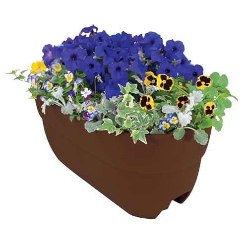 Emsco Group Bloomers Railing Planter with Drainage Holes – 24" Weatherproof Resin Planter – Brown, Plastic - color: Brown, size: 24.3 × 10.5 × 9.5 inches