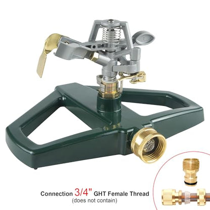 Sprinklers for Yard with Metal Base, Heavy Duty Sprinklers 360 Degree Rotating, Adjustable Zinc Alloy Sprinkler for Yard, Garden, Lawn and Large Areas