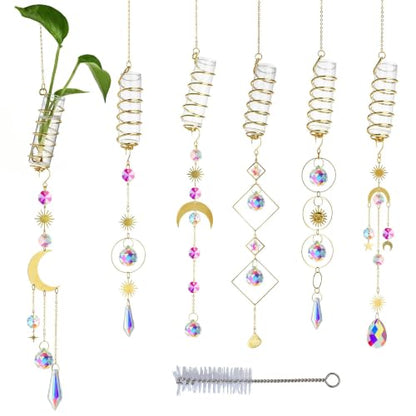 6pcs Plant Propagation Station Hanging Suncatcher with Chain Pendant
