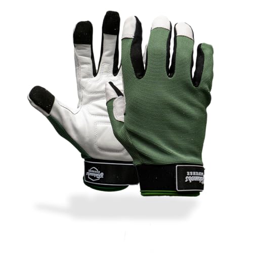 FARMER'S DEFENSE Leather Gloves | Thorn Proof & Puncture Resistant | Durable Grip, Breathable | Gardening, Landscaping, DIY (Forest Green, Extra Large) - color: Forest Green, size: X-Large