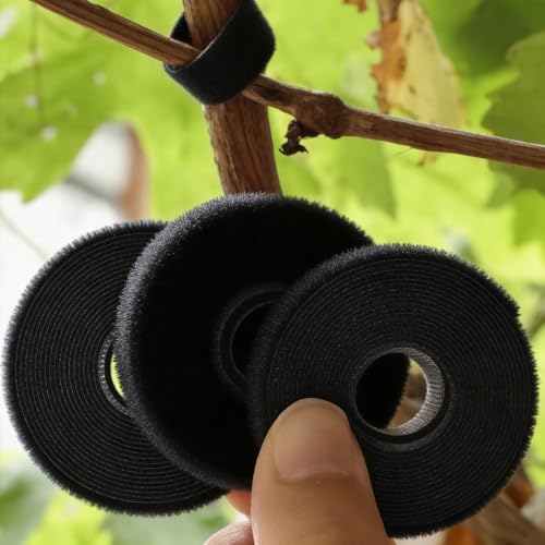 3Rolls Nylon Plant Ties Reusable Self Adhesive Plant Fastener Tape for Support Garden Supplies,200Ccm (Black) - color: Black