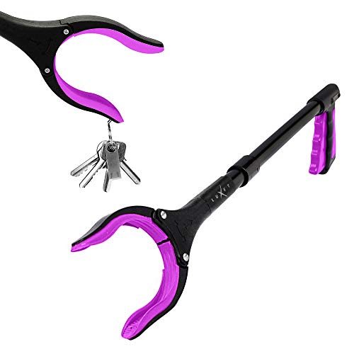 Grabber Reacher Tool 19 Inch Long, Foldable Pick Up Stick - Strong Grip Magnetic Tip - Heavy Duty Trash Picker Claw Reacher Grabber Tool Elderly Wheelchair Mobility Aid (Pink) - color: Pink