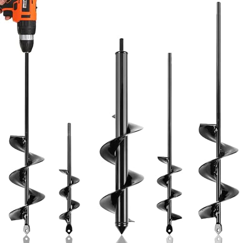 KENDO Auger Drill Bit for Planting Set of 4, Garden Ground Earth Spiral Drill Bits and Bulb Planter Tool for 3/8" Hex Drive Drill, for Post Hole Digger, Bulb Bedding Digging, Plant Rapid Planter - style: 4 Pack