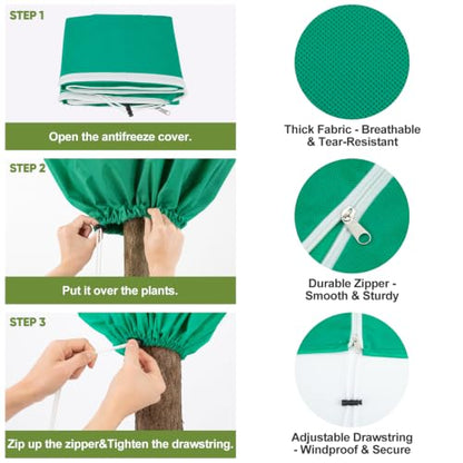 NONMON 2 Packs Plant Covers Freeze Protection 75" X 95" - size: 75" x 95" - 2 Pack