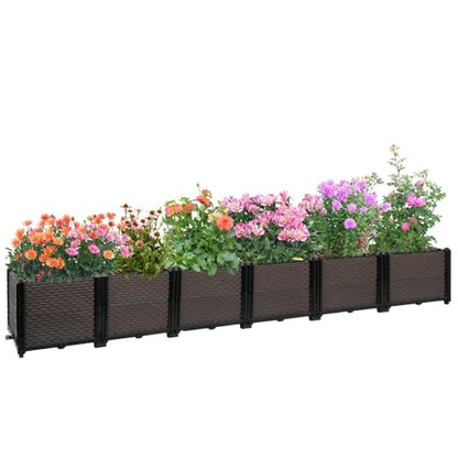 Large Raised Planter Box Outdoor Self Watering 94.4"x15.7"x14.2", Deep Raised Garden Bed - Elevated Garden Box with Drainage Plug, Rectangular Garden Planter Perfect for Patio Balcony Deck - size: L 94"xW 16"xH 14"