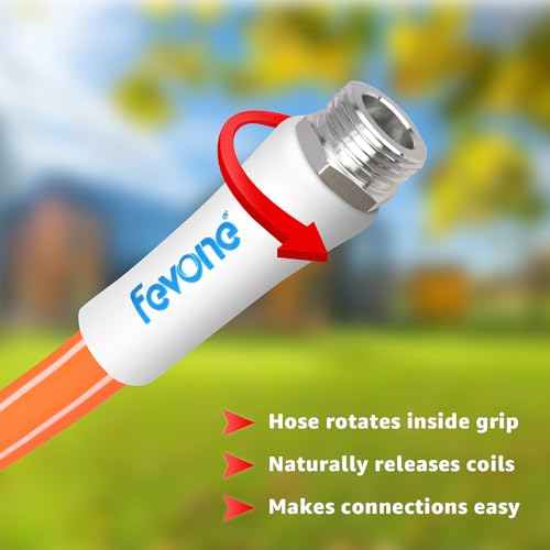FEVONE Hybrid Polymer Garden Hose 75 ft, Heavy Duty Water Hose - color: Orange, size: 75FT
