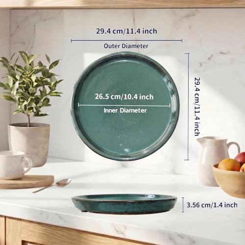 Ceramic Plant Saucer, 11.4 inch, Forest Green - color: Forest Green