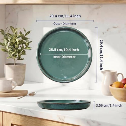 Ceramic Plant Saucer, 11.4 inch, Forest Green - color: Forest Green