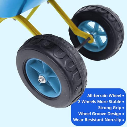 2 Wheel Toddler Wheelbarrow Toy for Kids Gardening Tool Wheel Barrow(blue) - color: Blue