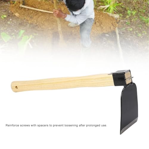 Vikye Garden Weeding Hand Hoe, Carbon Steel Cultivator Tool with Ergonomic Wooden Handle and Anti-Slip Screws, for Yard Work Digging