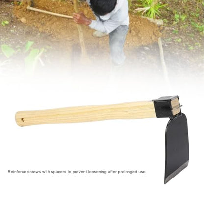 Vikye Garden Weeding Hand Hoe, Carbon Steel Cultivator Tool with Ergonomic Wooden Handle and Anti-Slip Screws, for Yard Work Digging
