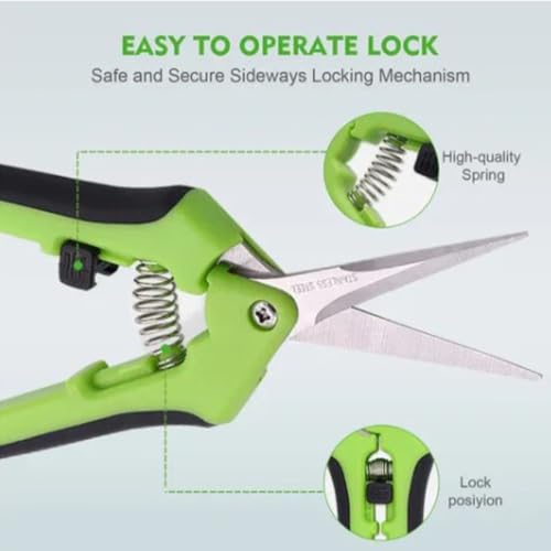 Stainless Steel Straight Precision Blades Spring Action Garden Tool with Ergonomic Comfort Grip for Flower Bonsai Plant Trimming & Maintenance
