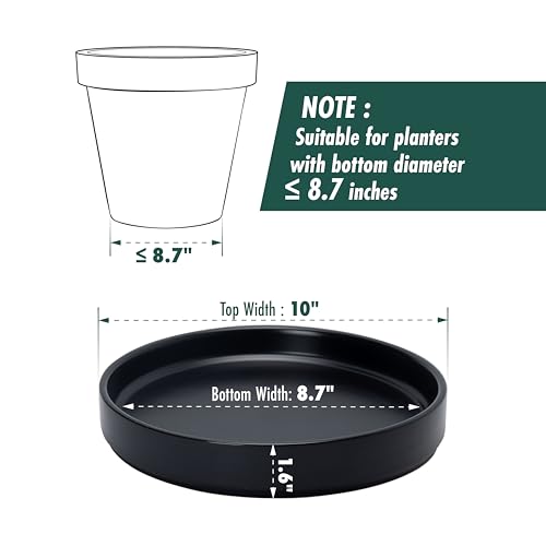 D'vine Dev Ceramic Plant Saucer/Drainage Tray, 8.7 in, Black, 97-T-B-4 - color: Black, size: 8.7" (1 Pack)