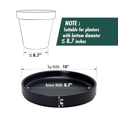D'vine Dev Ceramic Plant Saucer/Drainage Tray, 8.7 in, Black, 97-T-B-4 - color: Black, size: 8.7" (1 Pack)