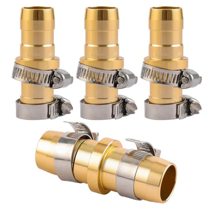 4 Pack Garden Hose Connector Repair Mender Kit with Stainless Clamp,Fits 3/4"-5/8" Water Hose Repair Fitting - size: 4-Set