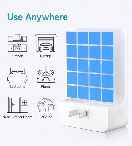 Advanced Double-Sided Indoor Fly Trap for Home, Plug-in 5-Way UV Light - size: 2 Device + 8 Refills