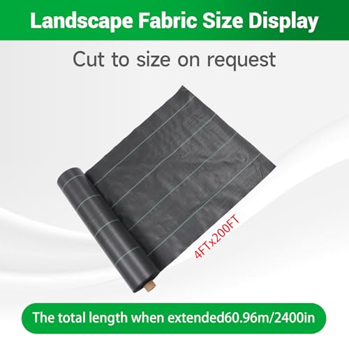 Weed Barrier Fabric Planting Cover - 4 x 200 FT Heavy Duty Landscape Fabric Ground Cover Block for Outdoor Planting - size: 4 x 200 FT